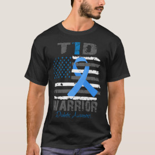 Camiseta Conciencia sobre la diabetes mundial Cinta azul T1