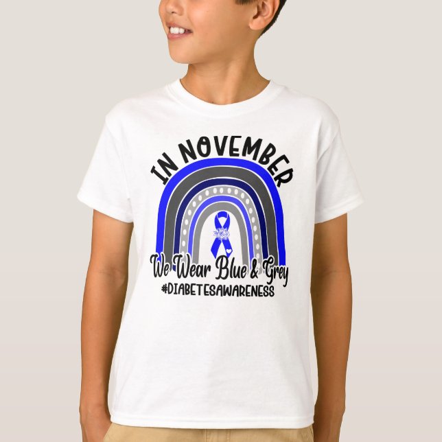 Camiseta Conciencia sobre la diabetes Usamos arcoiris azul  (Anverso)