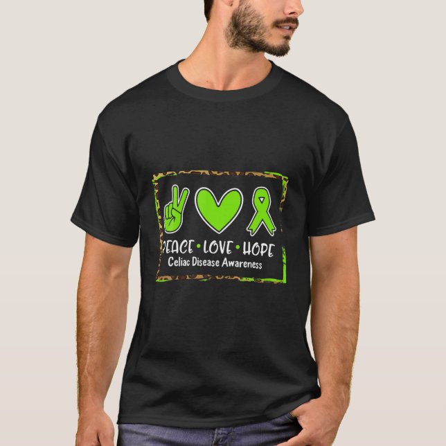 Camiseta Conciencia sobre la enfermedad de Celiac Paz Amor  (Anverso)