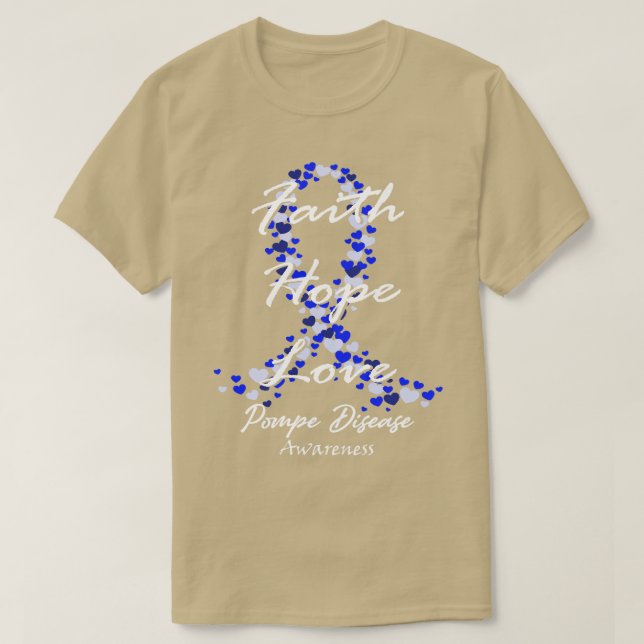 Camiseta Conciencia sobre la enfermedad de Pompe Fe Esperan (Diseño del anverso)