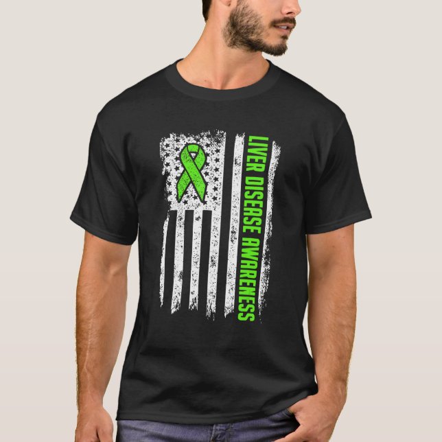 Camiseta Conciencia sobre la enfermedad hepática La bandera (Anverso)