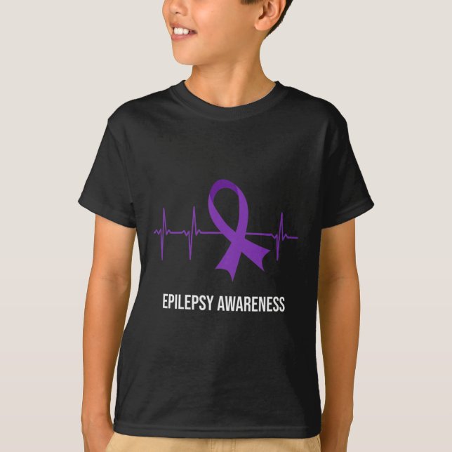 Camiseta Conciencia sobre la epilepsia del diseño del ECG H (Anverso)