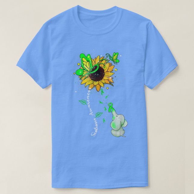 Camiseta Conciencia sobre la escoliosis Elefante de girasol (Diseño del anverso)