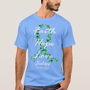 Camiseta Conciencia sobre la escoliosis Fe Esperanza Amor L