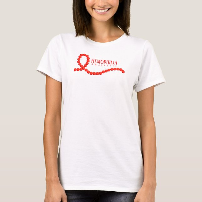 Camiseta Conciencia sobre la hemofilia Bandas de cinta roja (Anverso)