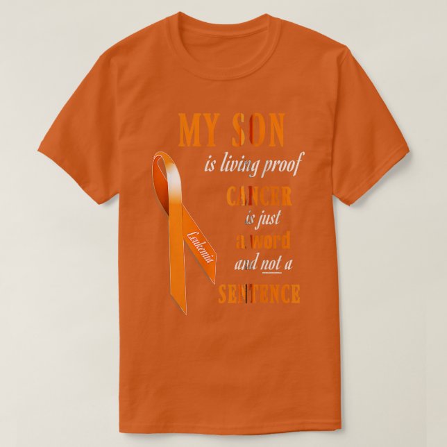 Camiseta Conciencia sobre la leucemia en la cinta naranja s (Diseño del anverso)