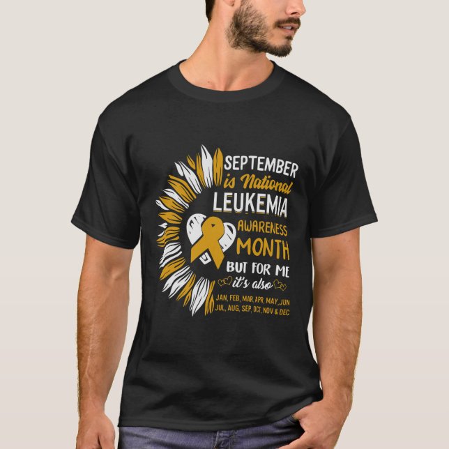 Camiseta Conciencia sobre la leucemia Septiembre Mes Naranj (Anverso)