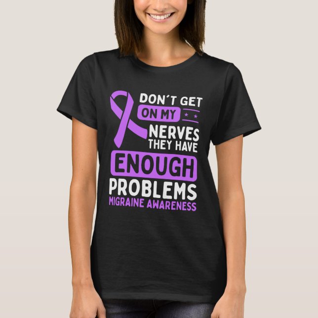 Camiseta Conciencia sobre la migraña Nervios Cinta púrpura (Anverso)