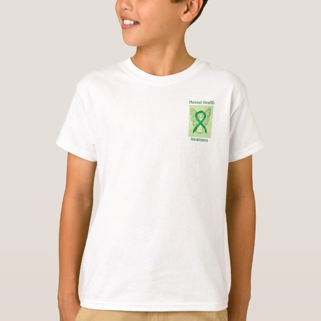 Camiseta Conciencia sobre la salud mental Cinta verde Angel (Anverso)