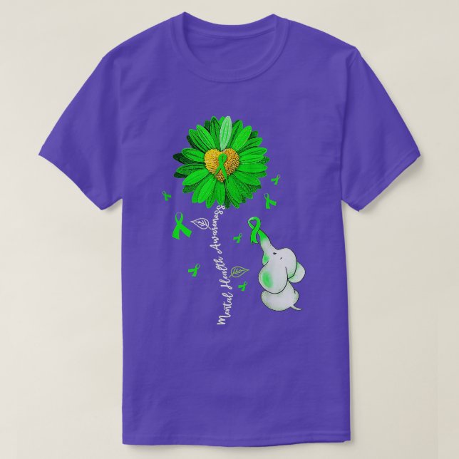 Camiseta Conciencia sobre la salud mental Cinta verde giras (Diseño del anverso)