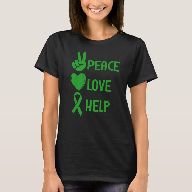Camiseta Conciencia sobre la salud mental Paz Amor Ayuda Ci (Anverso)