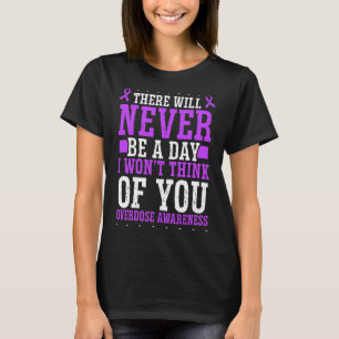 Camiseta Conciencia sobre la sobredosis Cinta morada Piense