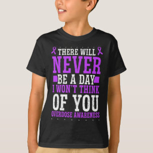 Camiseta Conciencia sobre la sobredosis Cinta morada Piense