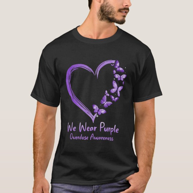 Camiseta Conciencia sobre la sobredosis Corazón de mariposa (Anverso)