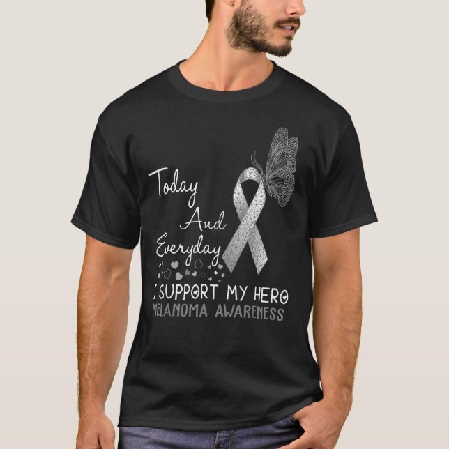 Camiseta Conciencia sobre Melanoma Apoyo a mi Mariposa Héro (Anverso)