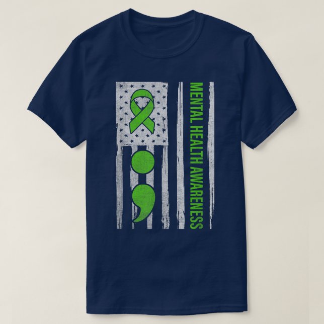 Camiseta Conciencia sobre Salud Mental Punto y coma Bandera (Diseño del anverso)