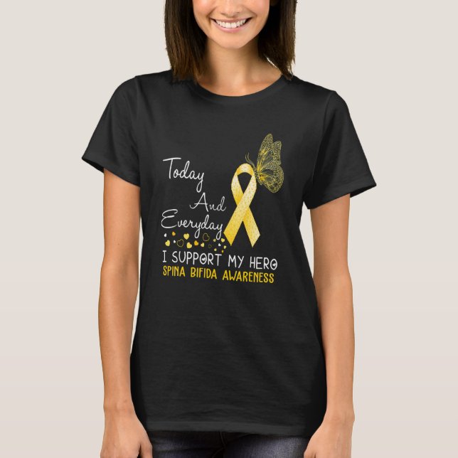 Camiseta Conciencia sobre Spina Bifida Apoyo a Mi Héroe Mar (Anverso)