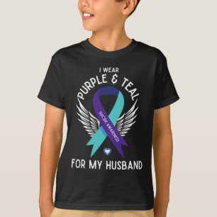Camiseta Conciencia Suicida Que Uso Verde azulado Y Morado
