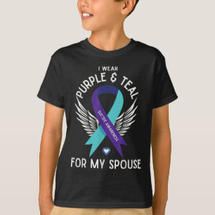 Camiseta Conciencia Suicida Que Uso Verde azulado Y Morado