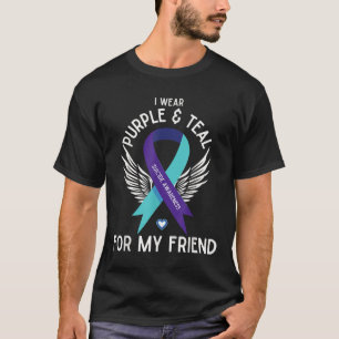 Camiseta Conciencia Suicida Que Uso Verde azulado Y Morado