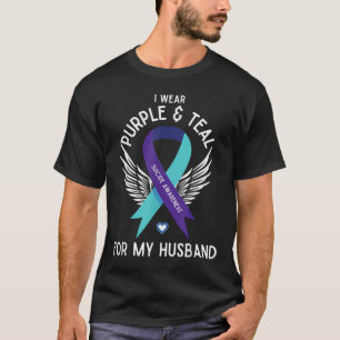Camiseta Conciencia Suicida Que Uso Verde azulado Y Morado