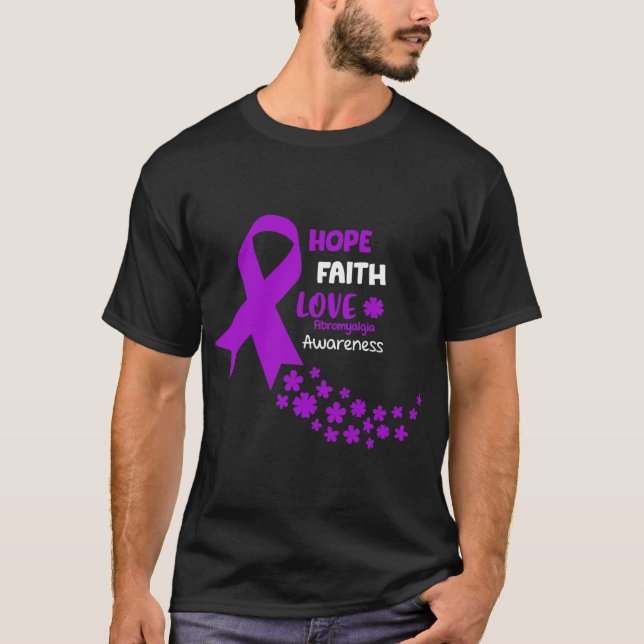 Camiseta Conciencia Tee Hope Faith Love Fibromialgia Awar (Anverso)