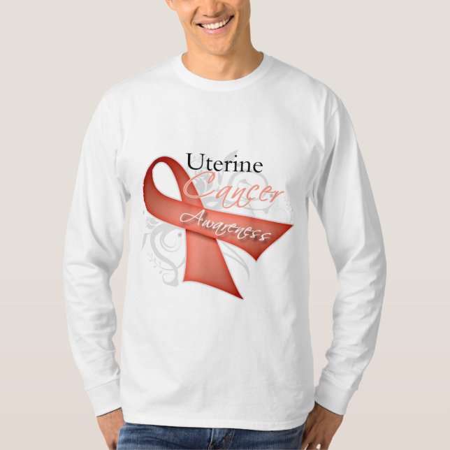 Camiseta Conciencia uterina del cáncer de la cinta de (Anverso)