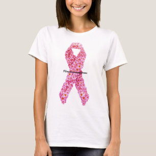 Camiseta #concienciacancerdemama Lazo rosa de flores de apo