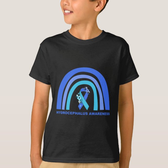Camiseta Concienciación Apoyo Floral Cinta Azul Arcoiris (Anverso)