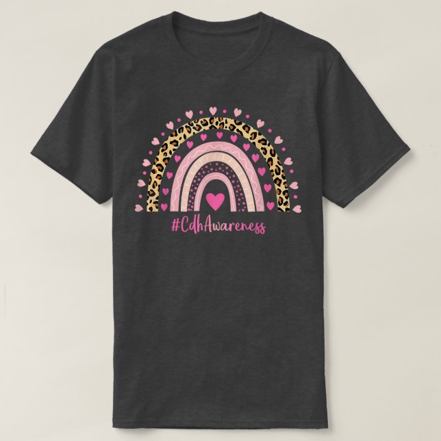 Camiseta Concienciación Cdh Pink Heart Leopard Rainbow Cdh  (Diseño del anverso)