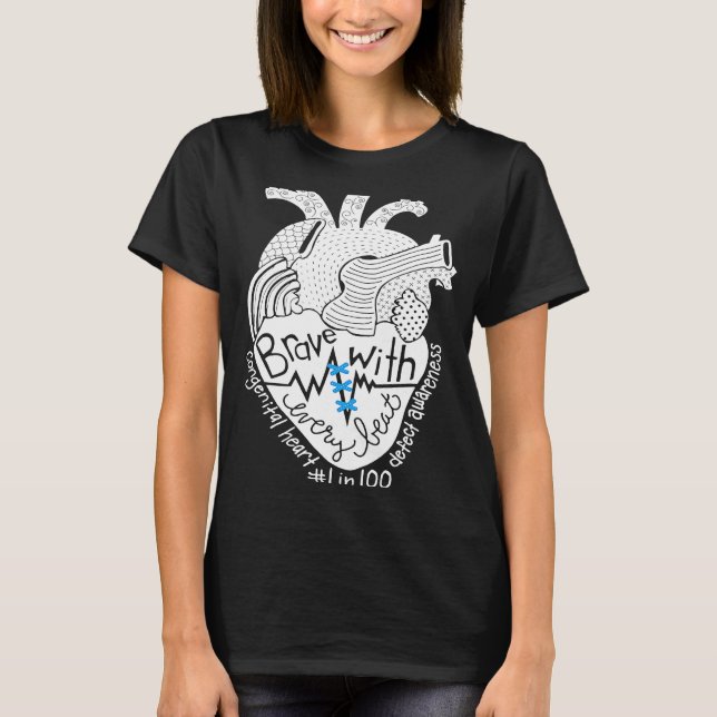 Camiseta Concienciación de CHD Corazón valiente con cada ap (Anverso)