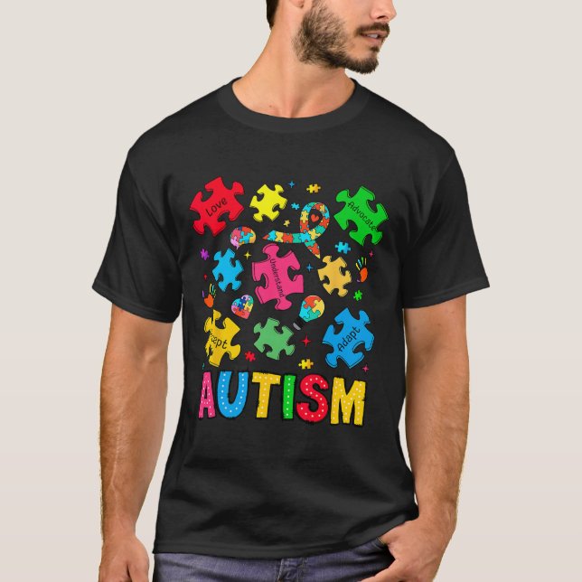 Camiseta Concienciación sobre autismo aceptar a la defensor (Anverso)