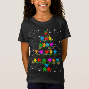 Camiseta Concienciación sobre autismo Árbol de Navidad Paja