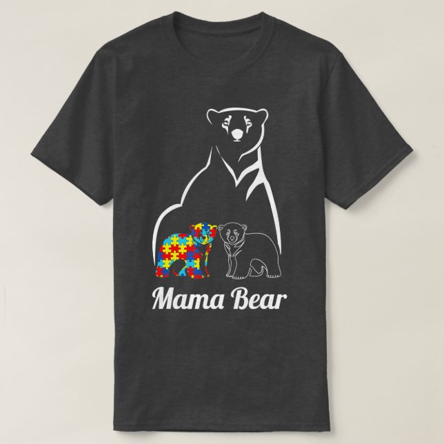Camiseta Concienciación sobre autismo de mamá oso niño auti (Diseño del anverso)