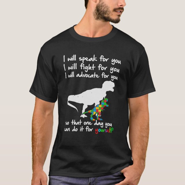 Camiseta Concienciación sobre autismo Dinosaurio Mamá maest (Anverso)