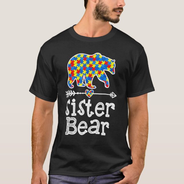 Camiseta Concienciación sobre autismo Hermana Bear Support  (Anverso)