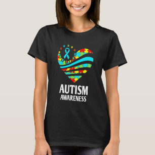 Camiseta Concienciación sobre autismo Mujeres apoyo corazón
