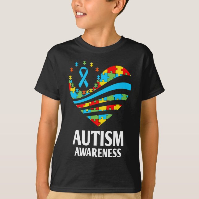 Camiseta Concienciación sobre autismo Mujeres apoyo corazón (Anverso)