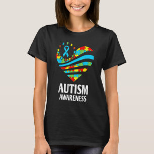 Camiseta Concienciación sobre autismo Mujeres apoyo corazón