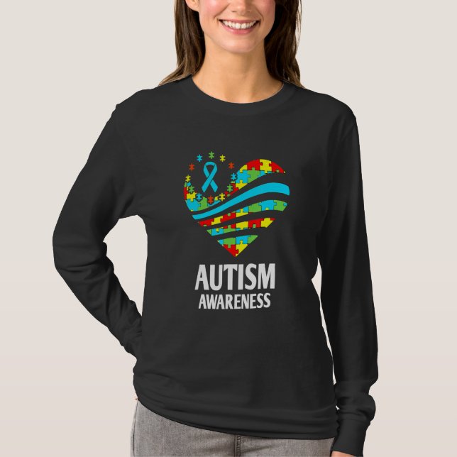 Camiseta Concienciación sobre autismo Mujeres apoyo corazón (Anverso)