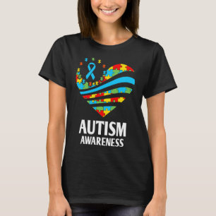 Camiseta Concienciación sobre autismo Mujeres apoyo corazón