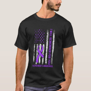 Camiseta Concienciación sobre el Alzheimer USA Bandera Amer