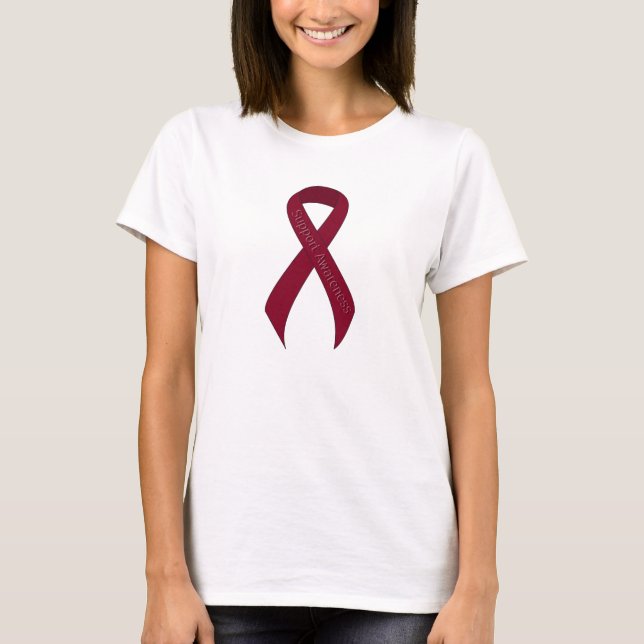 Camiseta Concienciación sobre el apoyo a la cinta de borgoñ (Anverso)