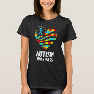Camiseta Concienciación sobre el Autismo Corazón Apoya el M