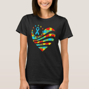 Camiseta Concienciación sobre el Autismo Corazón Apoyo Chic
