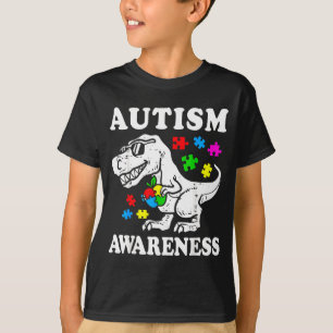 Camiseta Concienciación sobre el autismo dino t-rex rompeca