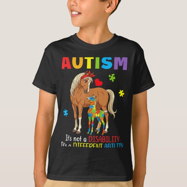 Camiseta Concienciación sobre el Autismo Madre Caballo Capa (Anverso)