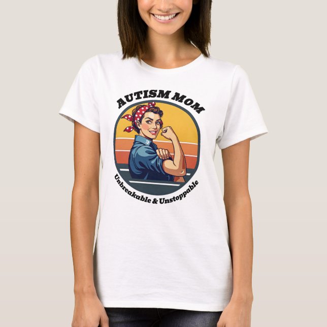 Camiseta Concienciación sobre el autismo mamá - Inquebranta (Anverso)