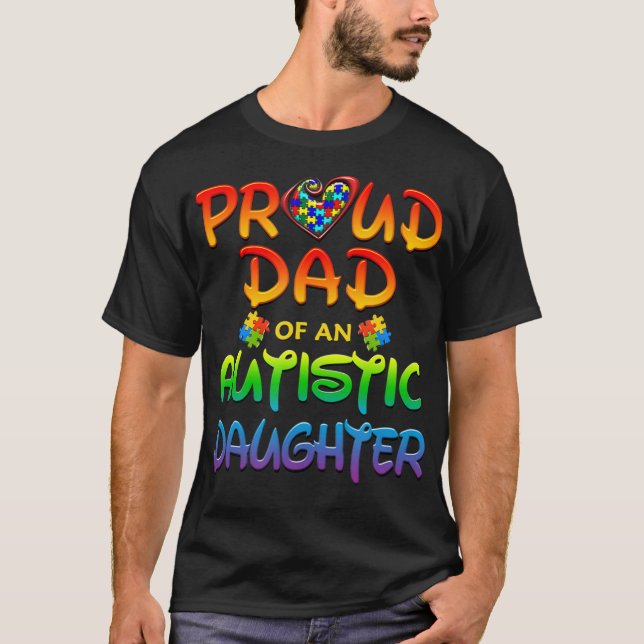 Camiseta Concienciación Sobre El Autismo Orgulloso De Papá  (Anverso)