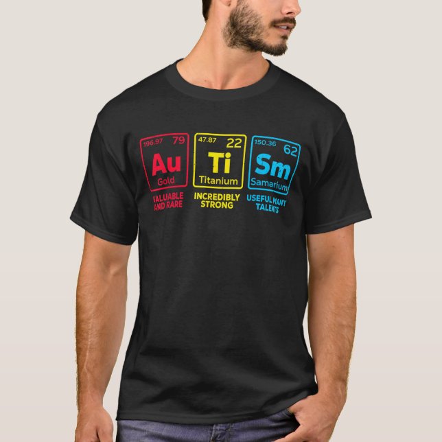 Camiseta Concienciación sobre el autismo Tabla periódica de (Anverso)